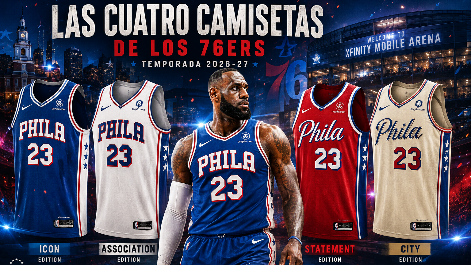 Las cuatro camisetas de los 76ers para la temporada 2026-27