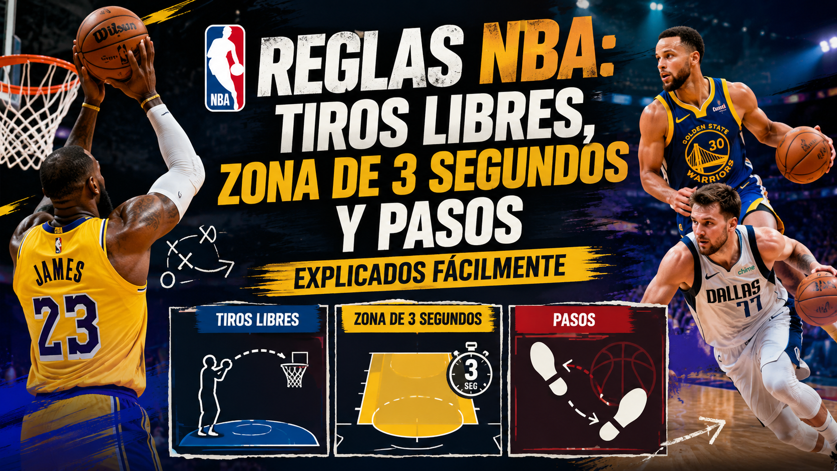 Reglas NBA: Tiros Libres, Zona de 3 Segundos y Pasos Explicados Fácilmente
