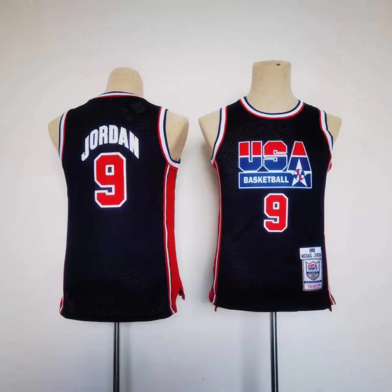Camiseta Michael Jordan #9 USA 1992 Azul Oscuro Classic Edition Niño