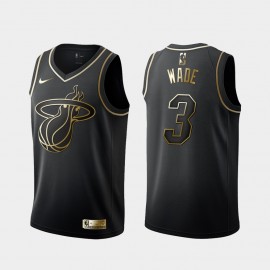 Camiseta Dwyane Wade #3 Miami Heat 2019 Negro Gold Edition