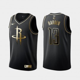 Camiseta James Harden #13 Houston Rockets 2019 Negro Gold Edition