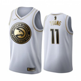 Camiseta Trae Young #11 Atlanta Hawks 19/20 Blanco Gold Edition