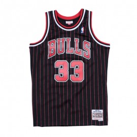 Camiseta Scottie Pippen #33 Chicago Bulls Negro Con Rayas Mitchell & Ness Edition