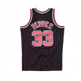 Camiseta Scottie Pippen #33 Chicago Bulls Negro Con Rayas Mitchell & Ness Edition