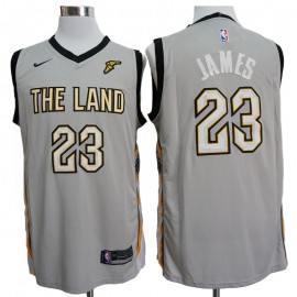 Camiseta LeBron James #23 Cleveland Cavaliers 17/18 Amarillo Gris City Edition