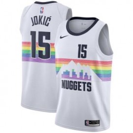 Camiseta Nikola Jokic #15 Denver Nuggets 18/19 Blanco Arcoiris City Edition