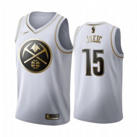 Camiseta Nikola Jokic #15 Denver Nuggets 2019/20 Blanco Gold Edition