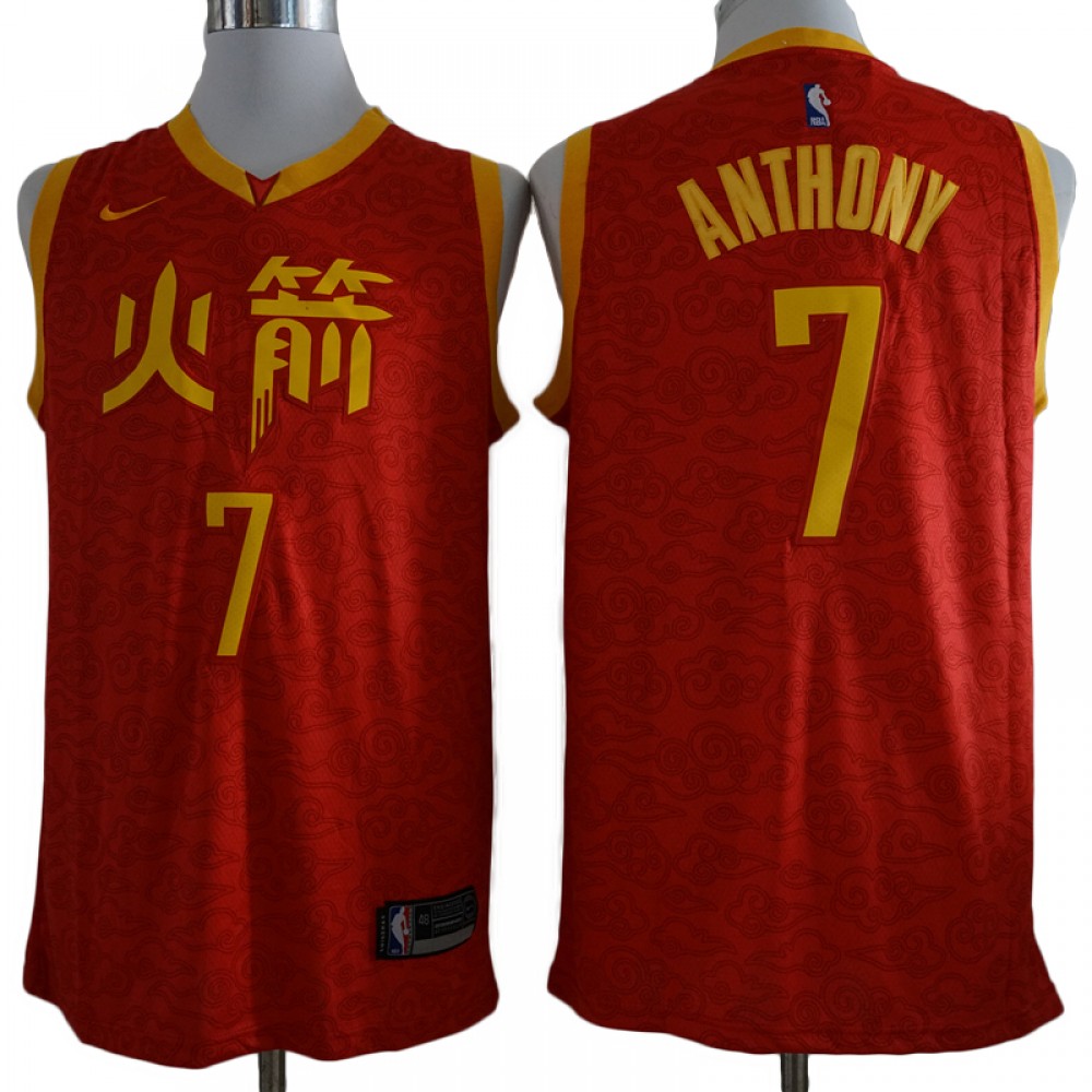 Camiseta Carmelo Anthony #7 Houston Rockets 18/19 Rojo Chinese Edition Camiseta Carmelo Anthony #7 Houston Rockets 18/19 Rojo Chinese Edition