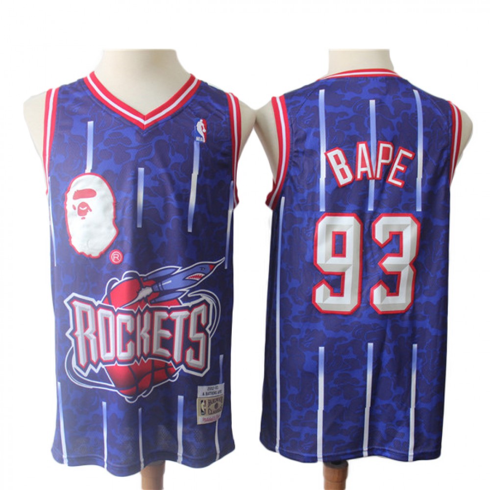 Camiseta #93 Houston Rockets Azul BAPE Edition Camiseta #93 Houston Rockets Azul BAPE Edition