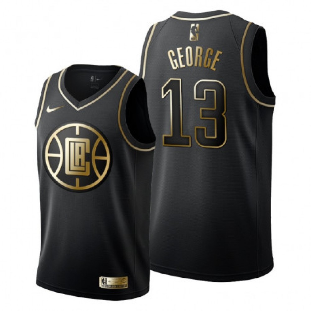Camiseta Paul George #13 Los Angeles Clippers 19/20 Negro Golden Edition Camiseta Paul George #13 Los Angeles Clippers 19/20 Negro Golden Edition