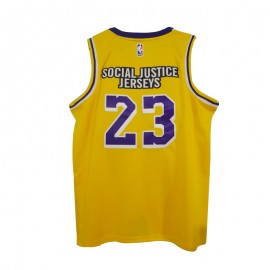 Camiseta #23 Los Angeles Lakers Amarillo Rematch Slogan Versión Camiseta #23 Los Angeles Lakers Amarillo Rematch Slogan Versión