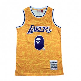 Camiseta LeBron James #23 Los Angeles Lakers Amarillo BAPE Edition