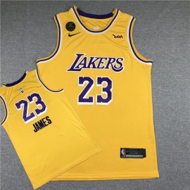 Camiseta LeBron James #23 Los Angeles Lakers Amarillo  Camiseta LeBron James #23 Los Angeles Lakers Amarillo