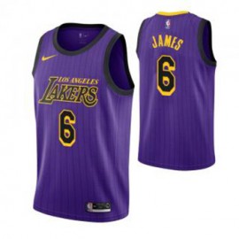 Camiseta LeBron James #6 Los Angeles Lakers 19/20 Púrpura City Edition