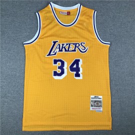 Camiseta Shaquille O'Neal #34 Los Angeles Lakers Amarillo Classic Edition