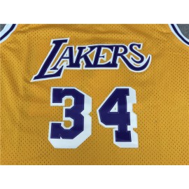 Camiseta Shaquille O'Neal #34 Los Angeles Lakers Amarillo Classic Edition Camiseta Shaquille O'Neal #34 Los Angeles Lakers Amarillo Classic Edition