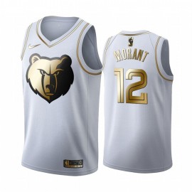 Camiseta Ja Morant #12 Memphis Grizzlies 19/20 Blanco Gold Edition