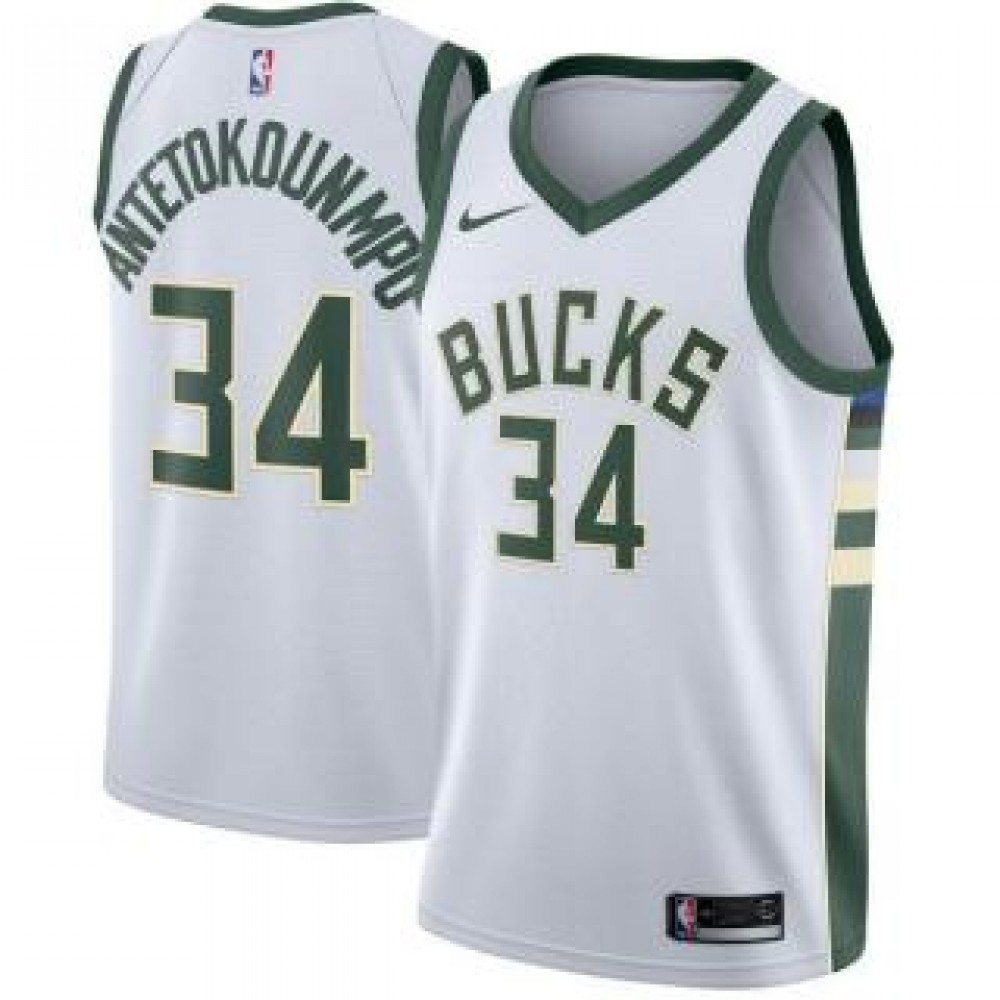 Camiseta Giannis Antetokounmpo #34 Milwaukee Bucks 17/18 Blanco Association Camiseta Giannis Antetokounmpo #34 Milwaukee Bucks 17/18 Blanco Association