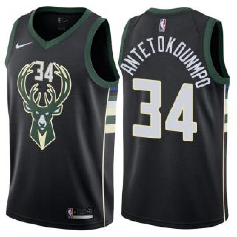 Camiseta Giannis Antetokounmpo #34 Milwaukee Bucks 17/18 Negro Statement Camiseta Giannis Antetokounmpo #34 Milwaukee Bucks 17/18 Negro Statement