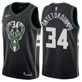 Camiseta Giannis Antetokounmpo #34 Milwaukee Bucks 17/18 Negro Statement