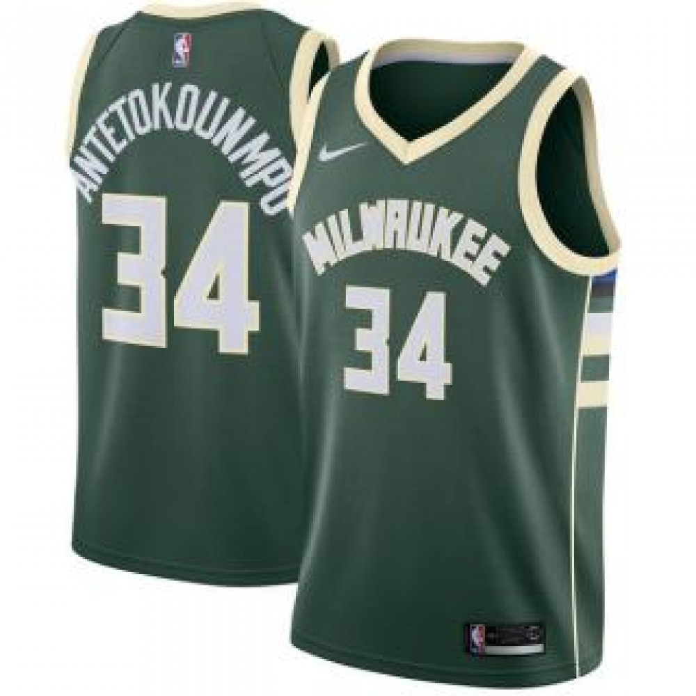 Camiseta Giannis Antetokounmpo #34 Milwaukee Bucks 17/18 Verde Icon
