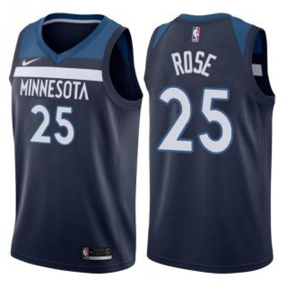 Camiseta Derrick Rose #25 Minnesota Timberwolves 17/18 Azul Marino Icon Camiseta Derrick Rose #25 Minnesota Timberwolves 17/18 Azul Marino Icon