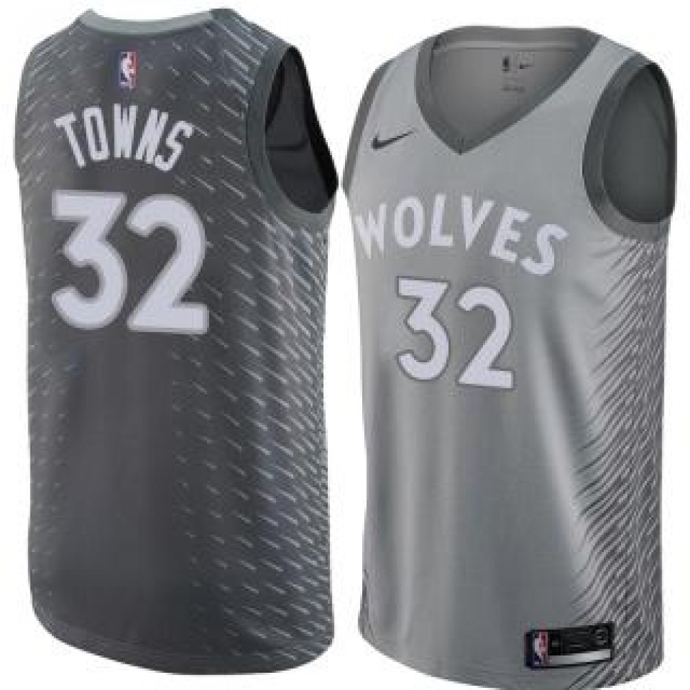 Camiseta Karl-Anthony Towns #32 Minnesota Timberwolves 17/18 Gris City Edition Camiseta Karl-Anthony Towns #32 Minnesota Timberwolves 17/18 Gris City Edition