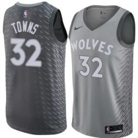 Camiseta Karl-Anthony Towns #32 Minnesota Timberwolves 17/18 Gris City Edition