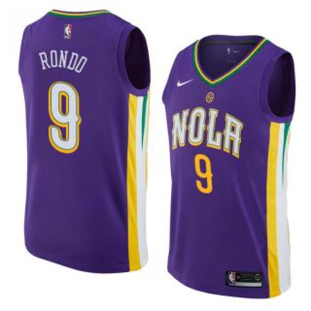 Camiseta Rajon Rondo #9 New Orleans Pelicans 17/18 Púrpura City Edition Camiseta Rajon Rondo #9 New Orleans Pelicans 17/18 Púrpura City Edition