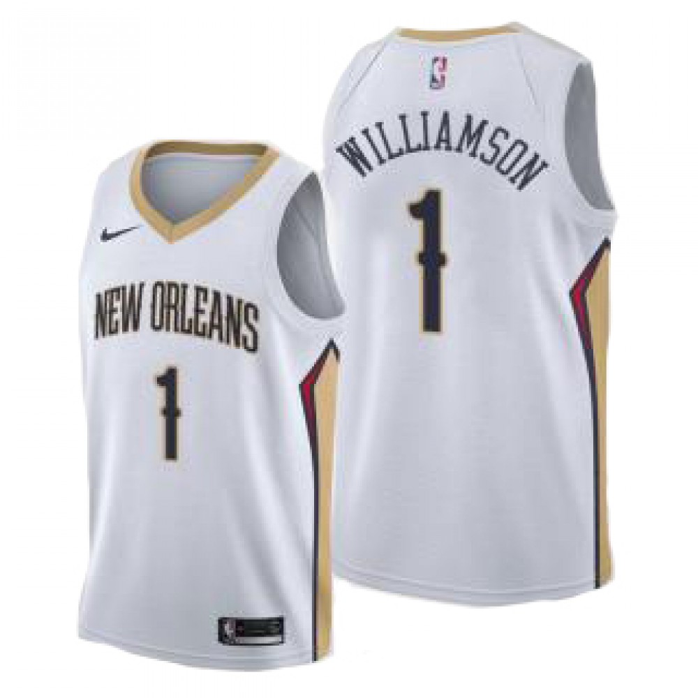 Camiseta Zion Williamson #1 New Orleans Pelicans 17/18 Blanco Association Camiseta Zion Williamson #1 New Orleans Pelicans 17/18 Blanco Association
