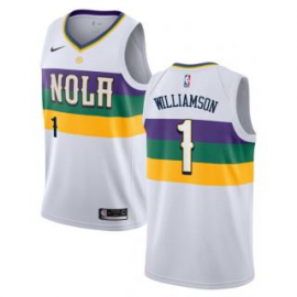 Camiseta Zion Williamson #1 New Orleans Pelicans 18/19 Blanco City Edition