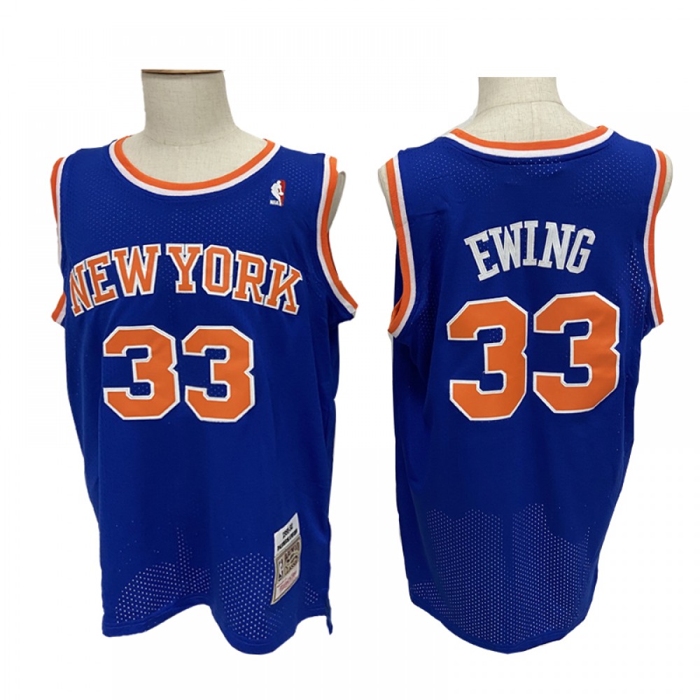 Camiseta Patrick Ewing #33 New York Knicks Azul Mitchell & Ness