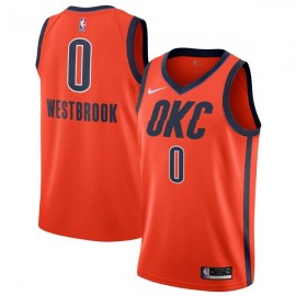 Camiseta Russell Westbrook #0 Oklahoma City Thunder 18/19 Naranja Earned Edition