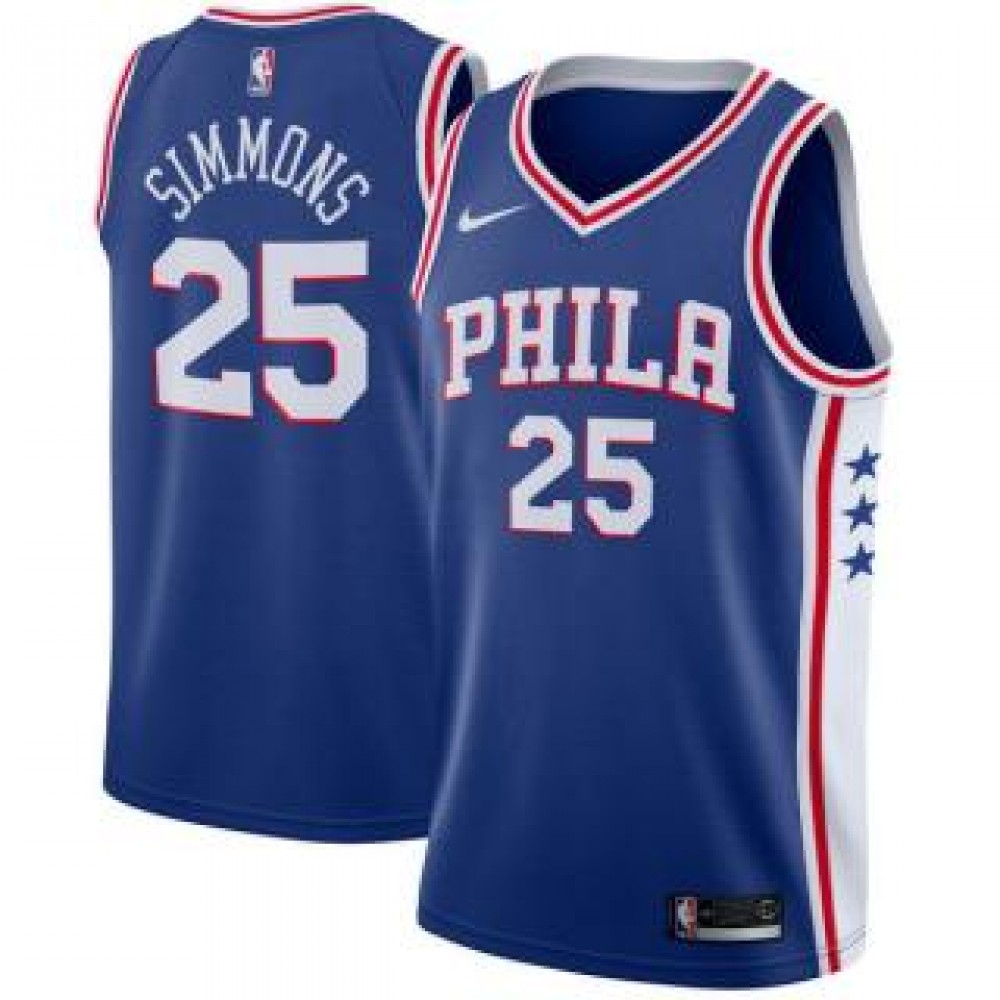Camiseta Ben Simmons #25 Philadelphia 76ers 17/18 Azul Icon Edition Camiseta Ben Simmons #25 Philadelphia 76ers 17/18 Azul Icon Edition