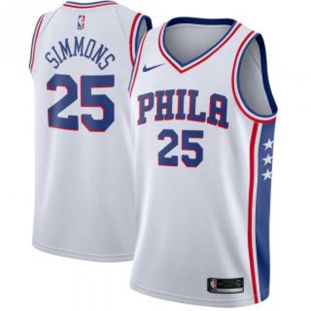 Camiseta Ben Simmons #25 Philadelphia 76ers 17/18 Blanco Association Edition Camiseta Ben Simmons #25 Philadelphia 76ers 17/18 Blanco Association Edition