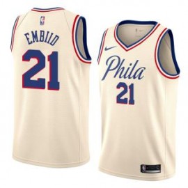 Camiseta Joel Embiid #21 Philadelphia 76ers 17/18 Beige City Edition