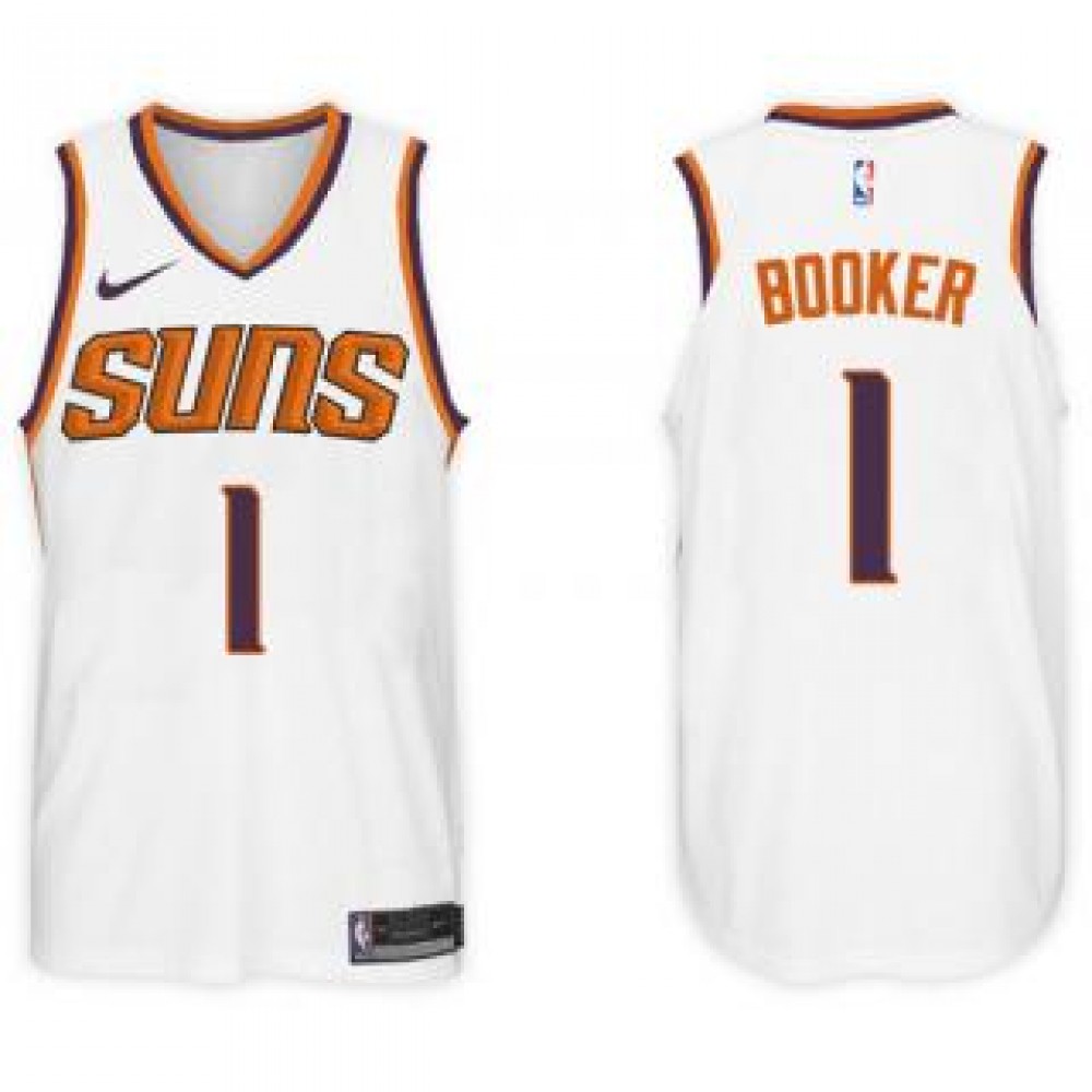 Camiseta Devin Booker #1 Phoenix Suns 17/18 Blanco Association Edition