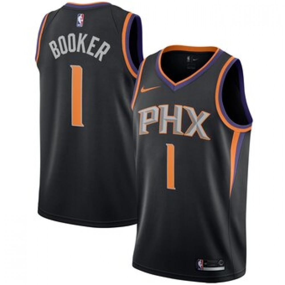 Camiseta Devin Booker #1 Phoenix Suns 17/18 Negro Statement Edition