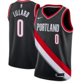 Camiseta Damian Lillard #0 Portland Trail Blazers 17/18 Negro Icon Edition