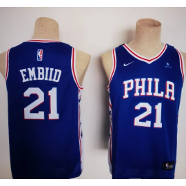 Camiseta Joel Embiid #21 Philadelphia 76ers Azul Niño