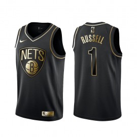Camiseta D'Angelo Russell #1 Brooklyn Nets Negro Gold Edition