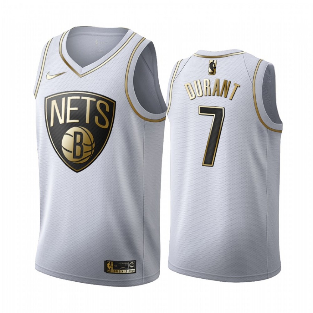 Camiseta Kevin Durant #7 Brooklyn Nets Blanco Gold Edition Camiseta Kevin Durant #7 Brooklyn Nets Blanco Gold Edition