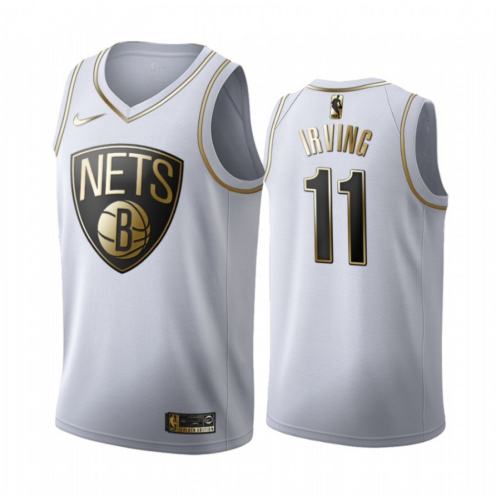 Camiseta Kyrie Irving #11 Brooklyn Nets Blanco Gold Edition