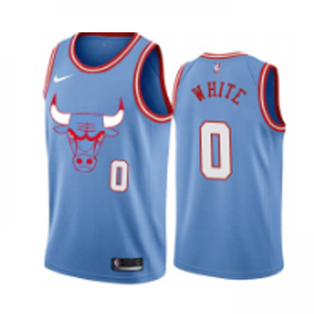 Camiseta Coby White #0 Chicago Bulls 2019/20 Azul City Edition Camiseta Coby White #0 Chicago Bulls 2019/20 Azul City Edition