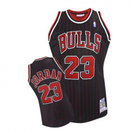 Camiseta Michael Jordan #23 Chicago Bulls Negro con Rayas Rojas