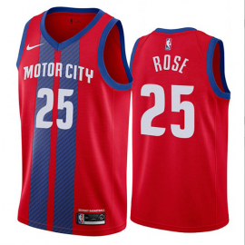 Camiseta Derrick Rose #25 Detroit Pistons Rojo City Edition