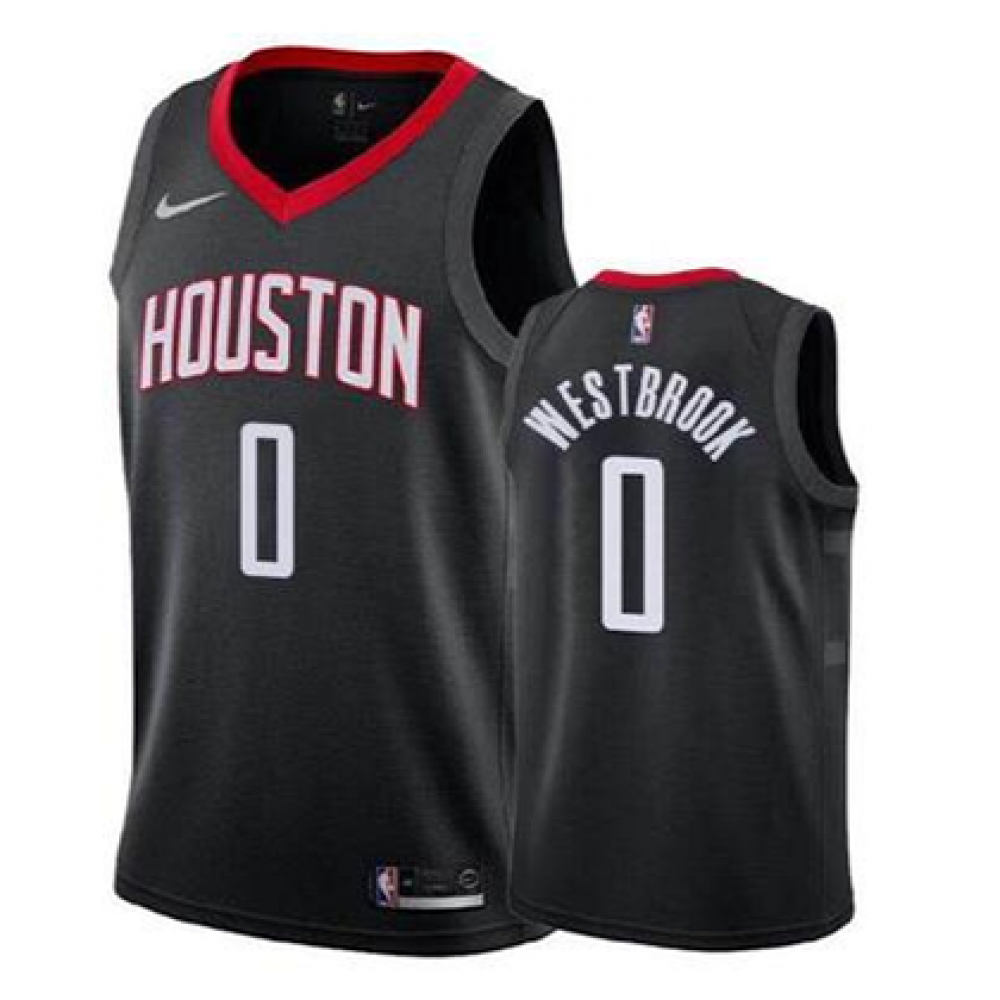 Camiseta Russell Westbrook #0 Houston Rockets Negro Statement Edition