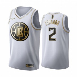 Camiseta Kawhi Leonard #2 Los Angeles Clippers Blanco Gold Edition