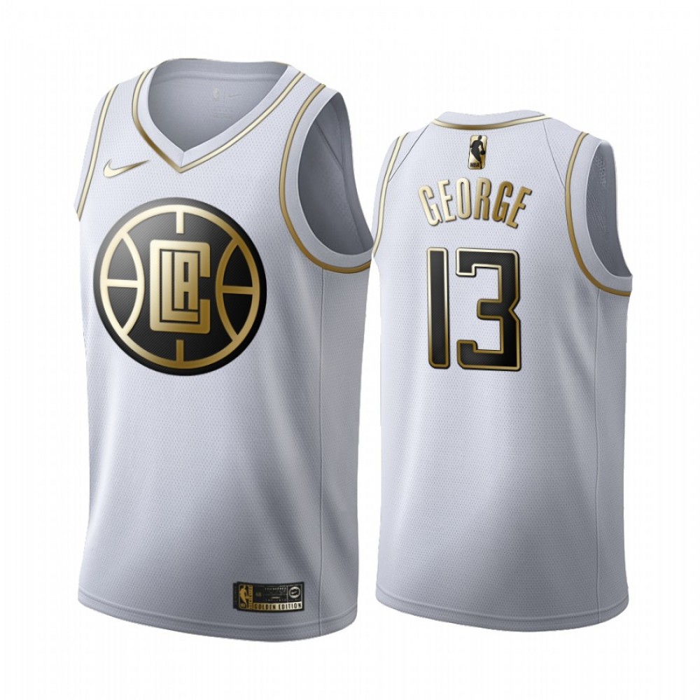 Camiseta Paul George #13 Los Angeles Clippers Blanco Gold Edition Camiseta Paul George #13 Los Angeles Clippers Blanco Gold Edition