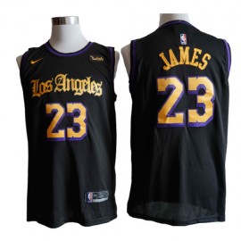 Camiseta LeBron James #23 Los Angeles Lakers Negro Latin Edition